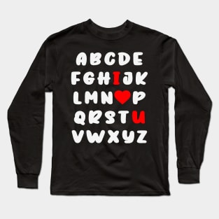 Alphabet ABC I Love U Valentines Day English Teachers Heart Long Sleeve T-Shirt